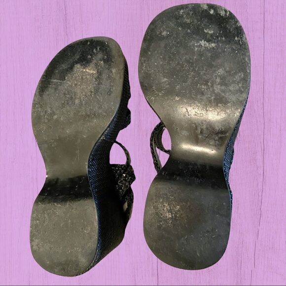Vintage 90s Steve Madden chunky black square toe platform strappy sandals - Picture 5 of 7